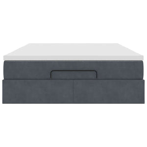 Ottoman Bett mit Matratze Dunkelgrau Samt 140x190 cm