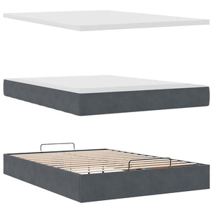 Ottoman Bett mit Matratze Dunkelgrau Samt 140x190 cm