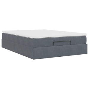 Ottoman Bett mit Matratze Dunkelgrau Samt 140x190 cm