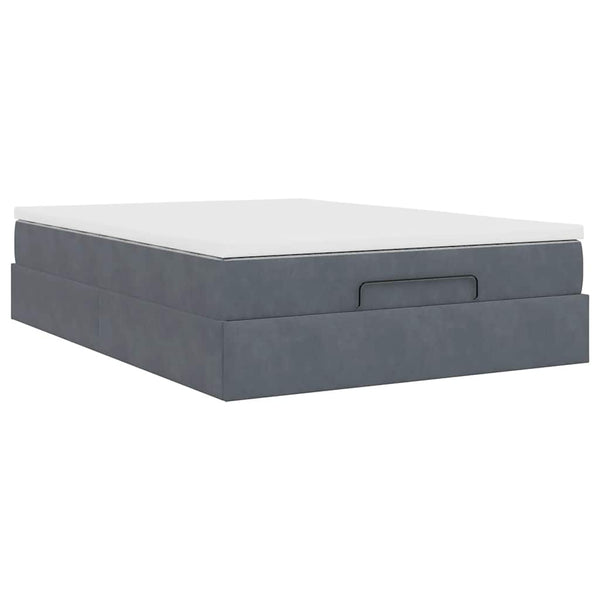Ottoman Bett mit Matratze Dunkelgrau Samt 140x190 cm