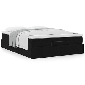 Ottoman Bett mit Matratze Schwarz Samt 140x190