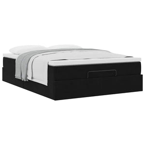 Ottoman Bett mit Matratze Schwarz Samt 140x190