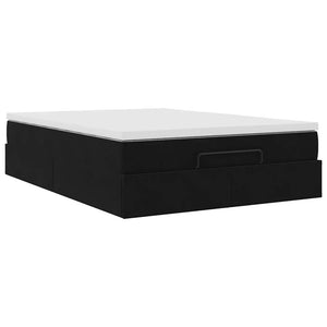 Ottoman Bett mit Matratze Schwarz Samt 140x190