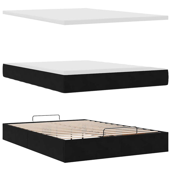 Ottoman Bett mit Matratze Schwarz Samt 140x190