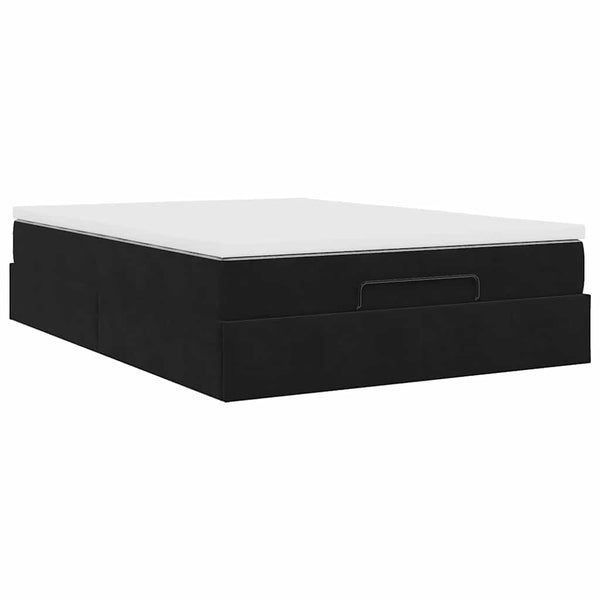 Ottoman Bett mit Matratze Schwarz Samt 140x190