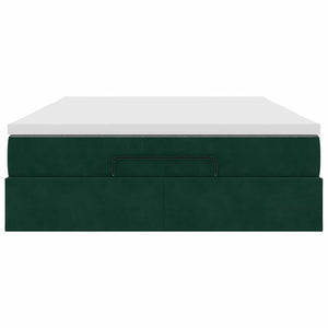 Ottoman Bett mit Matratze Dunkelgrün 140x190 cm Samt
