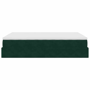 Ottoman Bett mit Matratze Dunkelgrün 140x190 cm Samt