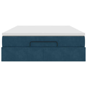 Ottoman Bett mit Matratze Dunkelblau Samt 140x190 cm
