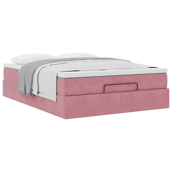 Ottoman Bett mit Matratze Rosa Samt 140x190