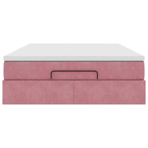 Ottoman Bett mit Matratze Rosa Samt 140x190