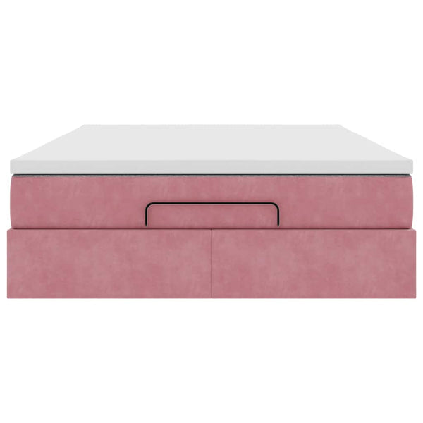 Ottoman Bett mit Matratze Rosa Samt 140x190