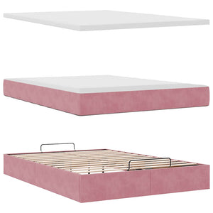 Ottoman Bett mit Matratze Rosa Samt 140x190