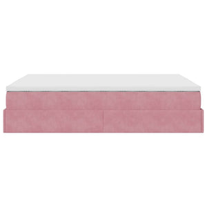 Ottoman Bett mit Matratze Rosa Samt 140x190