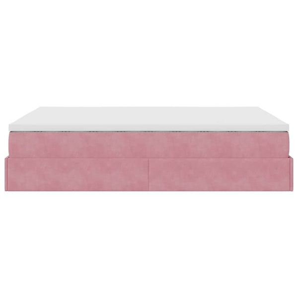 Ottoman Bett mit Matratze Rosa Samt 140x190