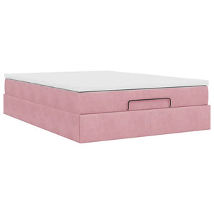 Ottoman Bett mit Matratze Rosa Samt 140x190