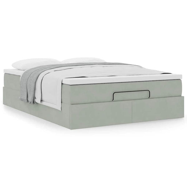 Ottoman Bett mit Matratze Hellgrau 140x200 cm