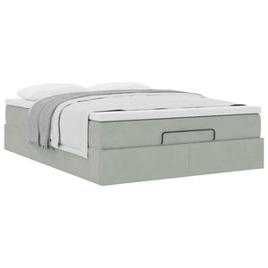 Ottoman Bett mit Matratze Hellgrau 140x200 cm