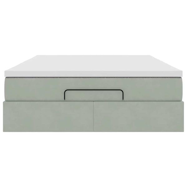 Ottoman Bett mit Matratze Hellgrau 140x200 cm