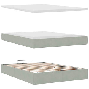 Ottoman Bett mit Matratze Hellgrau 140x200 cm