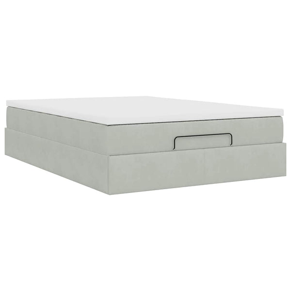 Ottoman Bett mit Matratze Hellgrau 140x200 cm