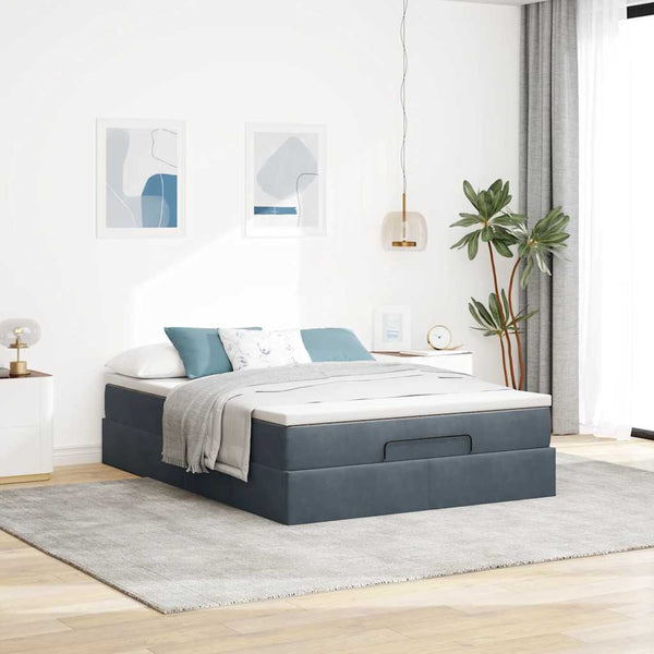 Ottoman Bett mit Matratze Dunkelgrau 140x200 cm