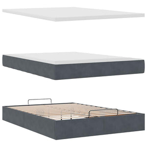 Ottoman Bett mit Matratze Dunkelgrau 140x200 cm