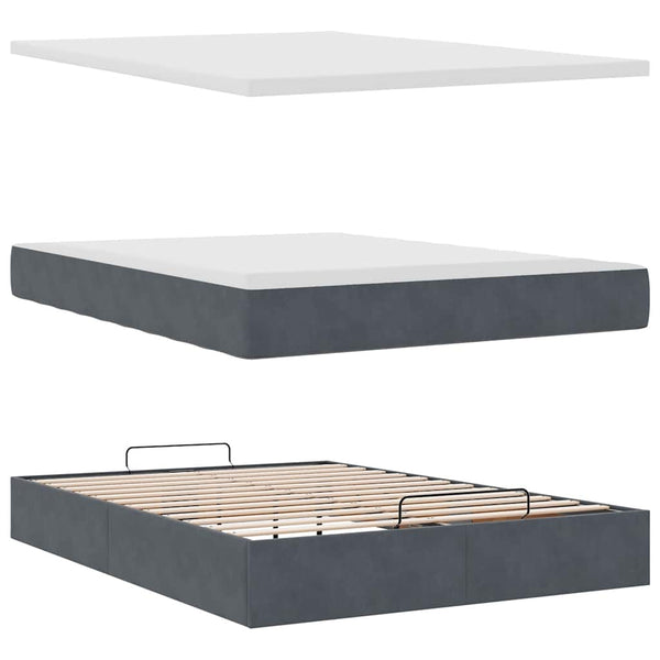 Ottoman Bett mit Matratze Dunkelgrau 140x200 cm
