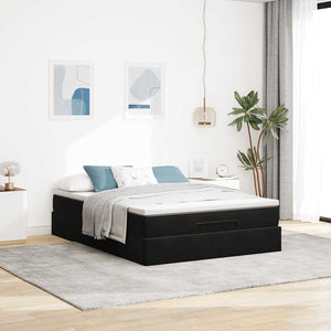 Ottoman Bett mit Matratze Schwarz Samt 140x200
