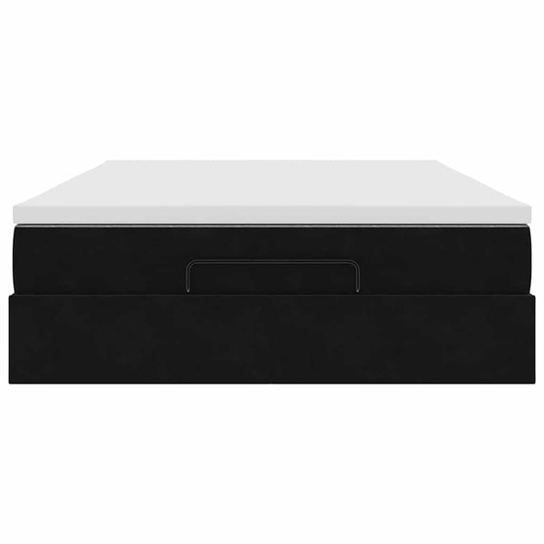 Ottoman Bett mit Matratze Schwarz Samt 140x200