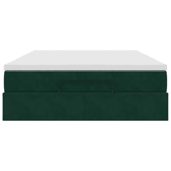 Ottoman Bett mit Matratze Dunkelgrün 140x200 cm