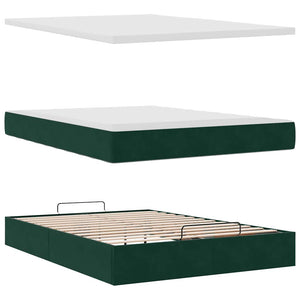 Ottoman Bett mit Matratze Dunkelgrün 140x200 cm