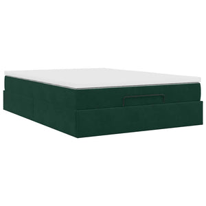 Ottoman Bett mit Matratze Dunkelgrün 140x200 cm