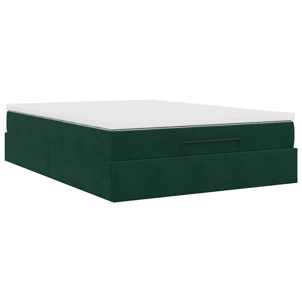 Ottoman Bett mit Matratze Dunkelgrün 140x200 cm