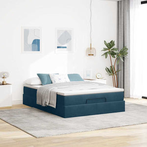 Ottoman Bett mit Matratze Dunkelblau 140x200 cm