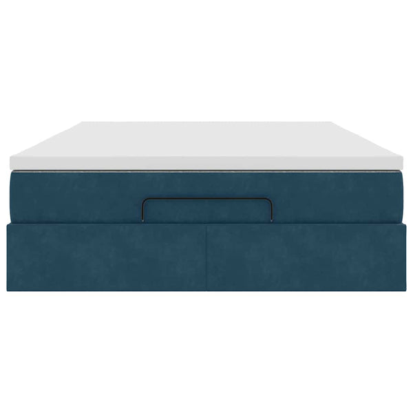 Ottoman Bett mit Matratze Dunkelblau 140x200 cm