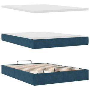 Ottoman Bett mit Matratze Dunkelblau 140x200 cm