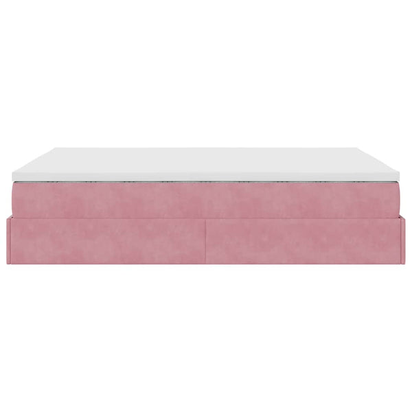 Ottoman Bett mit Matratze Rosa Samt 140x200 cm