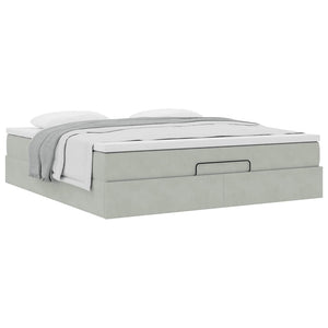 Ottoman Bett mit Matratze 160x200 cm Hellgrau Samt