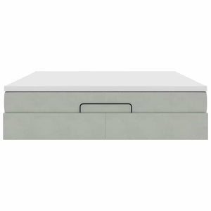 Ottoman Bett mit Matratze 160x200 cm Hellgrau Samt