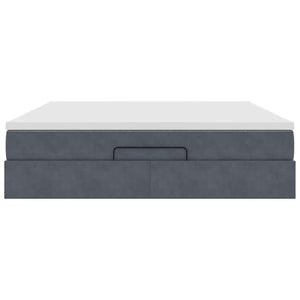 Ottoman Bett mit Matratze Dunkelgrau Samt 160x200