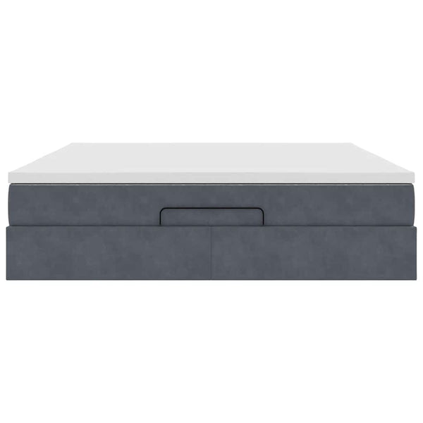 Ottoman Bett mit Matratze Dunkelgrau Samt 160x200