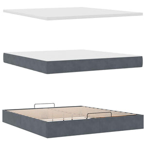 Ottoman Bett mit Matratze Dunkelgrau Samt 160x200
