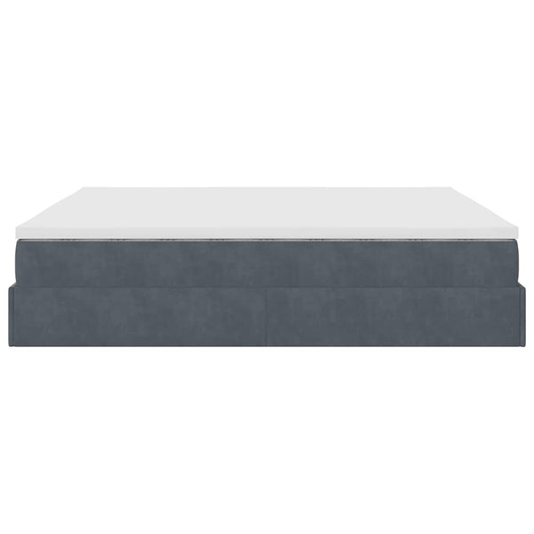 Ottoman Bett mit Matratze Dunkelgrau Samt 160x200