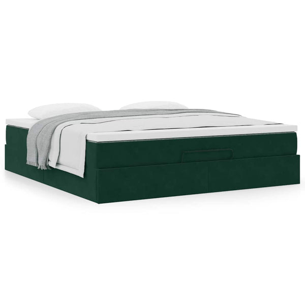 Ottoman Bett mit Matratze Dunkelgrün 160x200 cm