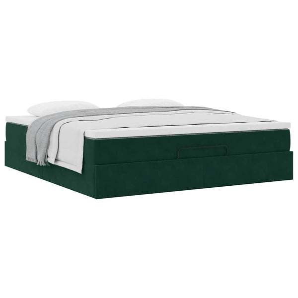 Ottoman Bett mit Matratze Dunkelgrün 160x200 cm