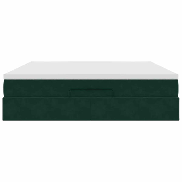 Ottoman Bett mit Matratze Dunkelgrün 160x200 cm