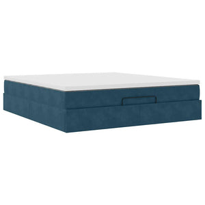 Ottoman Bett mit Matratze Dunkelblau 160x200 cm Samt