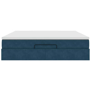 Ottoman Bett mit Matratze Dunkelblau 160x200 cm Samt