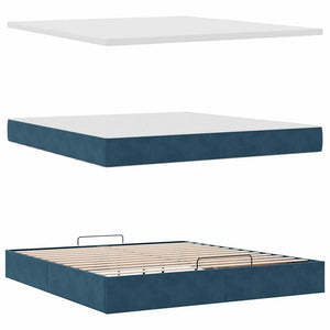 Ottoman Bett mit Matratze Dunkelblau 160x200 cm Samt