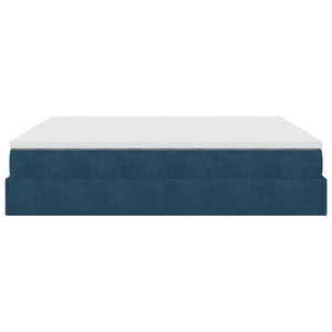 Ottoman Bett mit Matratze Dunkelblau 160x200 cm Samt
